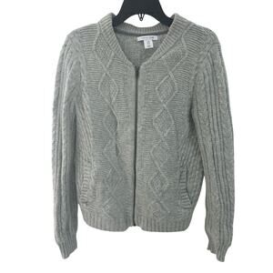 NWOT Tabitha Webb Women’s Light Gray Wool Cable Knit Cardigan Size M